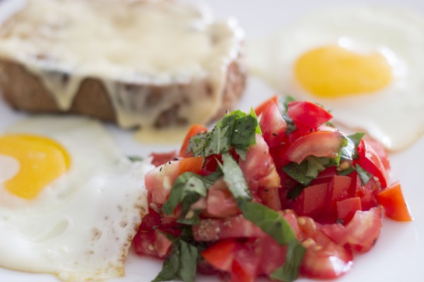 tomatoes, egg, toast