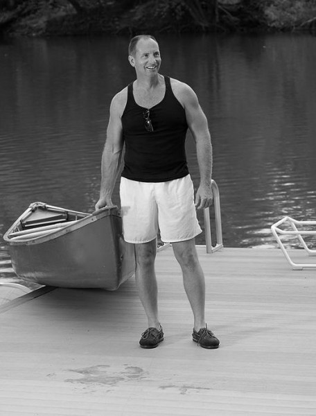 man with canoe