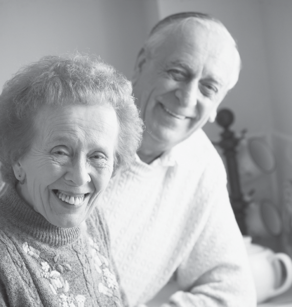 elderly couple smiling