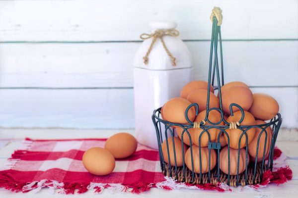 basket of brown eggs