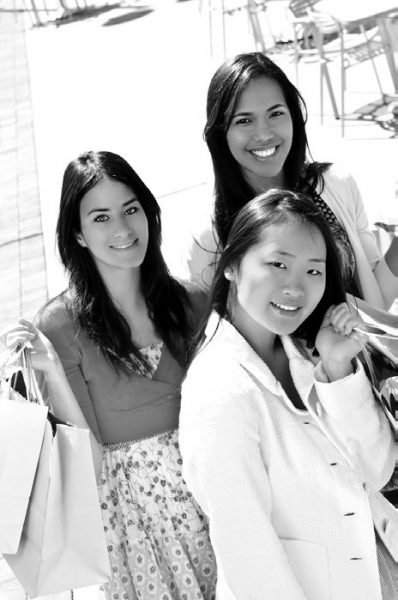 three women shopping