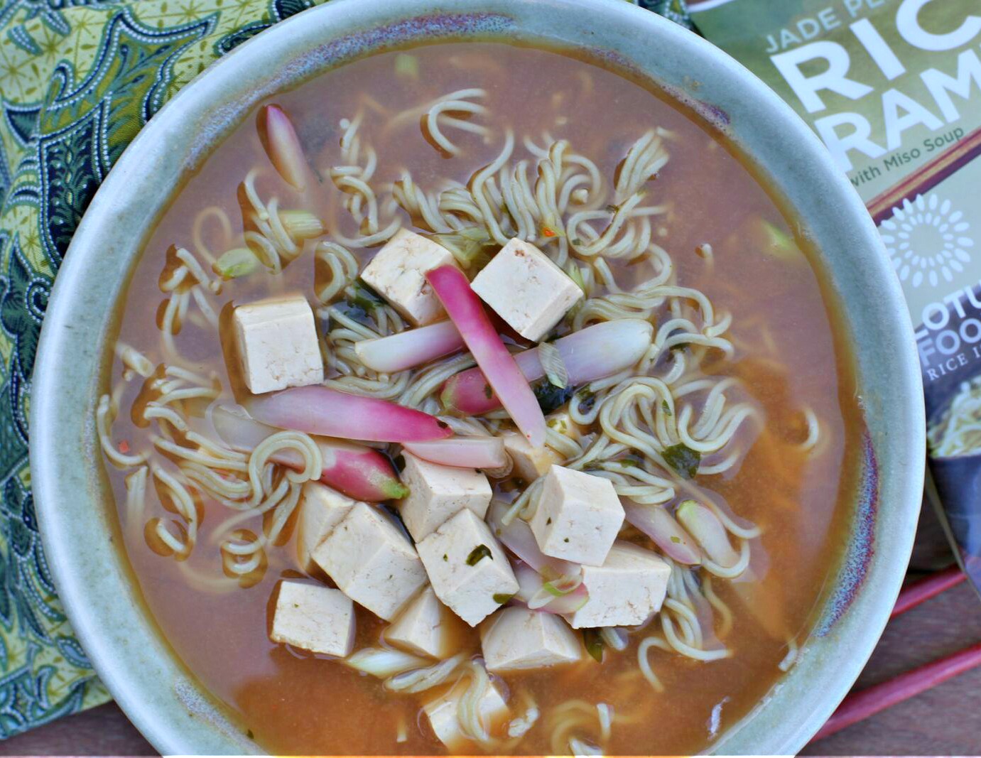 Jade Pearl Rice Ramen Noodle Soup with Radishes