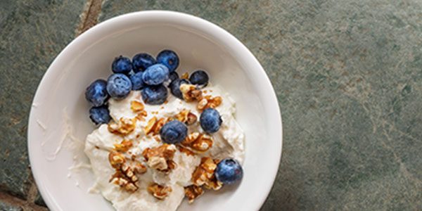 yogurt, blueberries, nuts